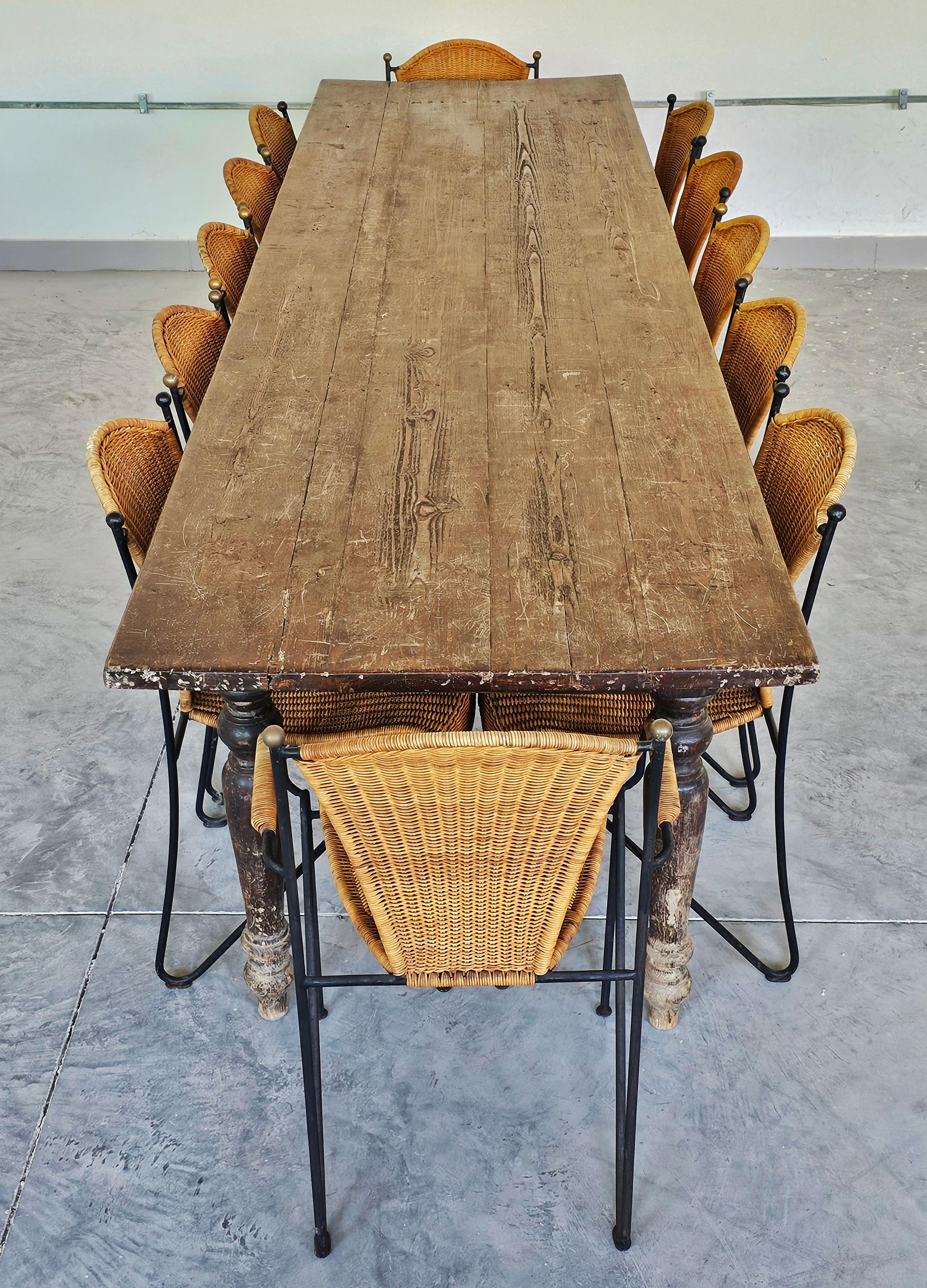 Inglese Antico tavolo da fattoria vittoriano XXL con ricca patina, in legno di pino, Inghilterra, anni 1850 in vendita