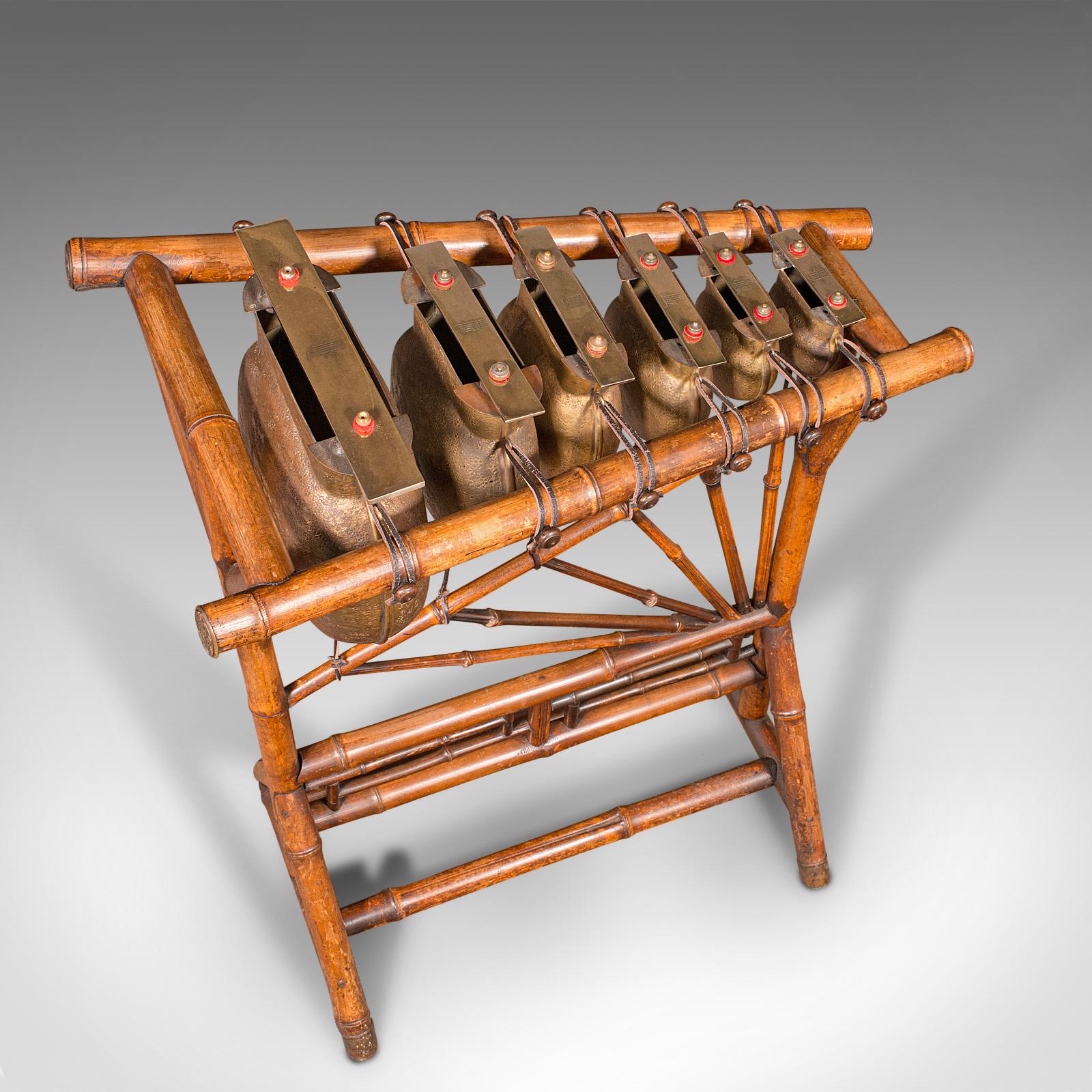 Chinoiserie Antique Xylophone, English, Bronze, Bamboo, Musical Instrument, Victorian, 1900