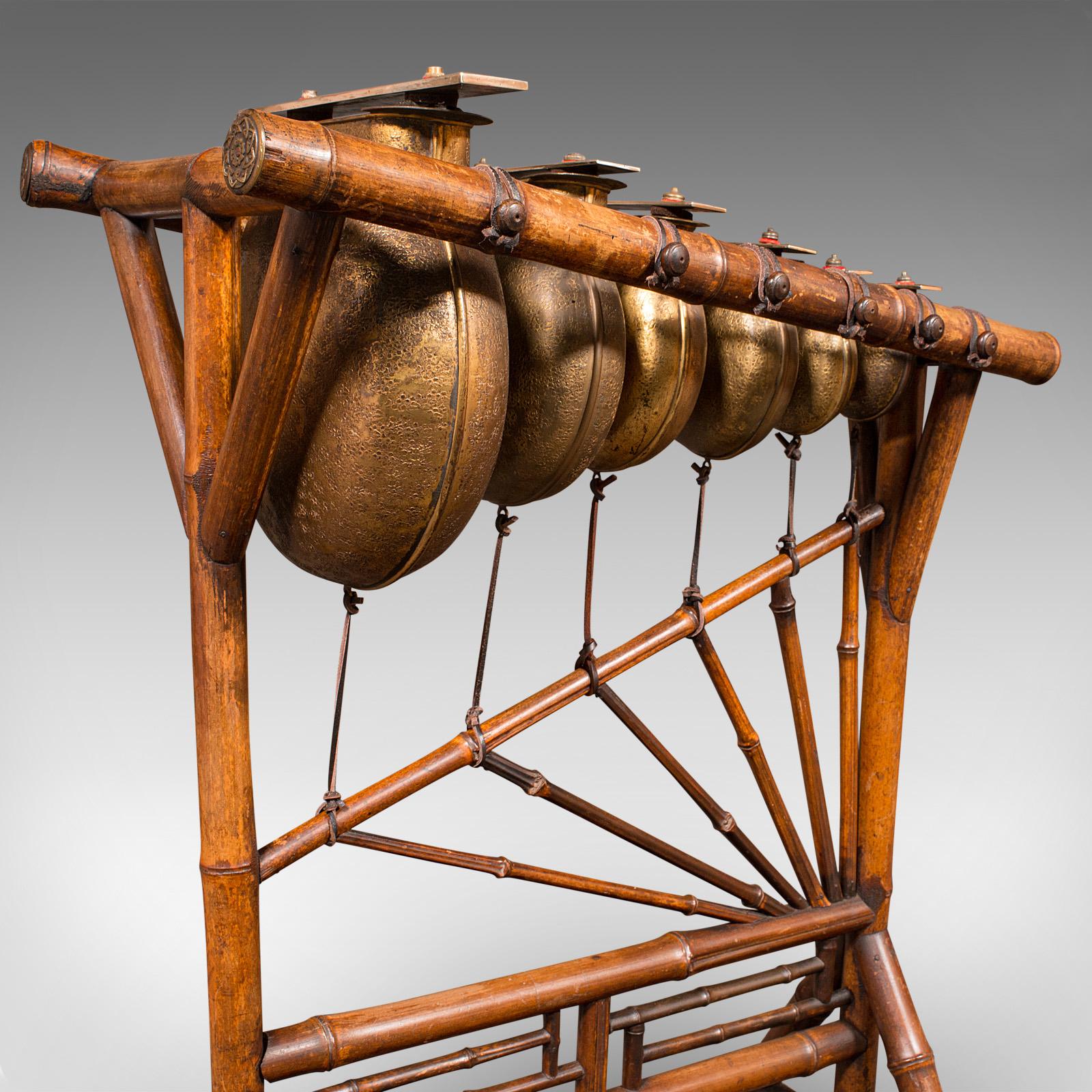 British Antique Xylophone, English, Bronze, Bamboo, Musical Instrument, Victorian, 1900