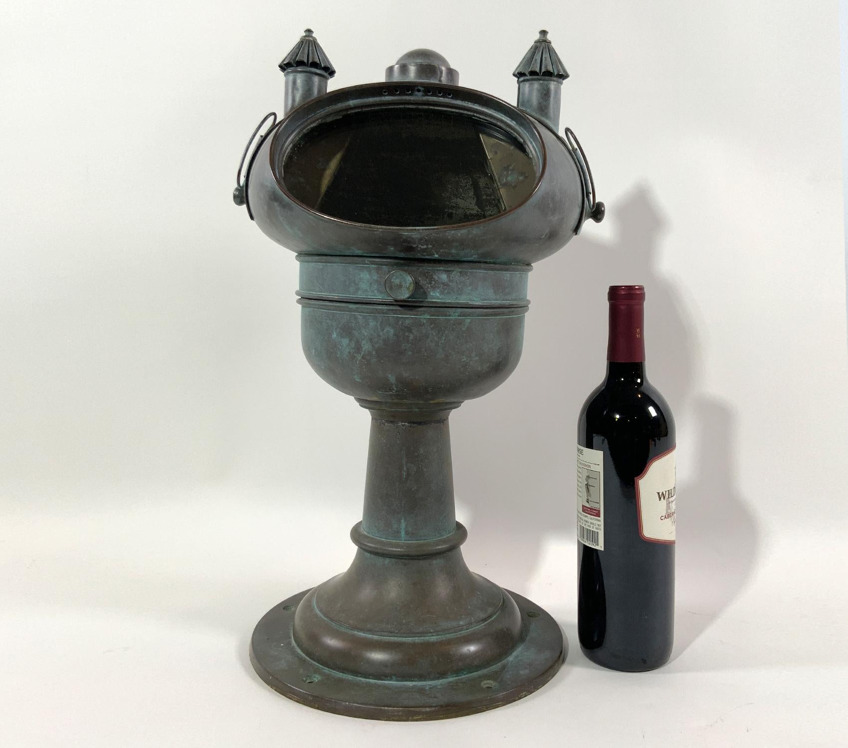 North American Antique Yacht Binnacle With Verdigris Finnish For Sale