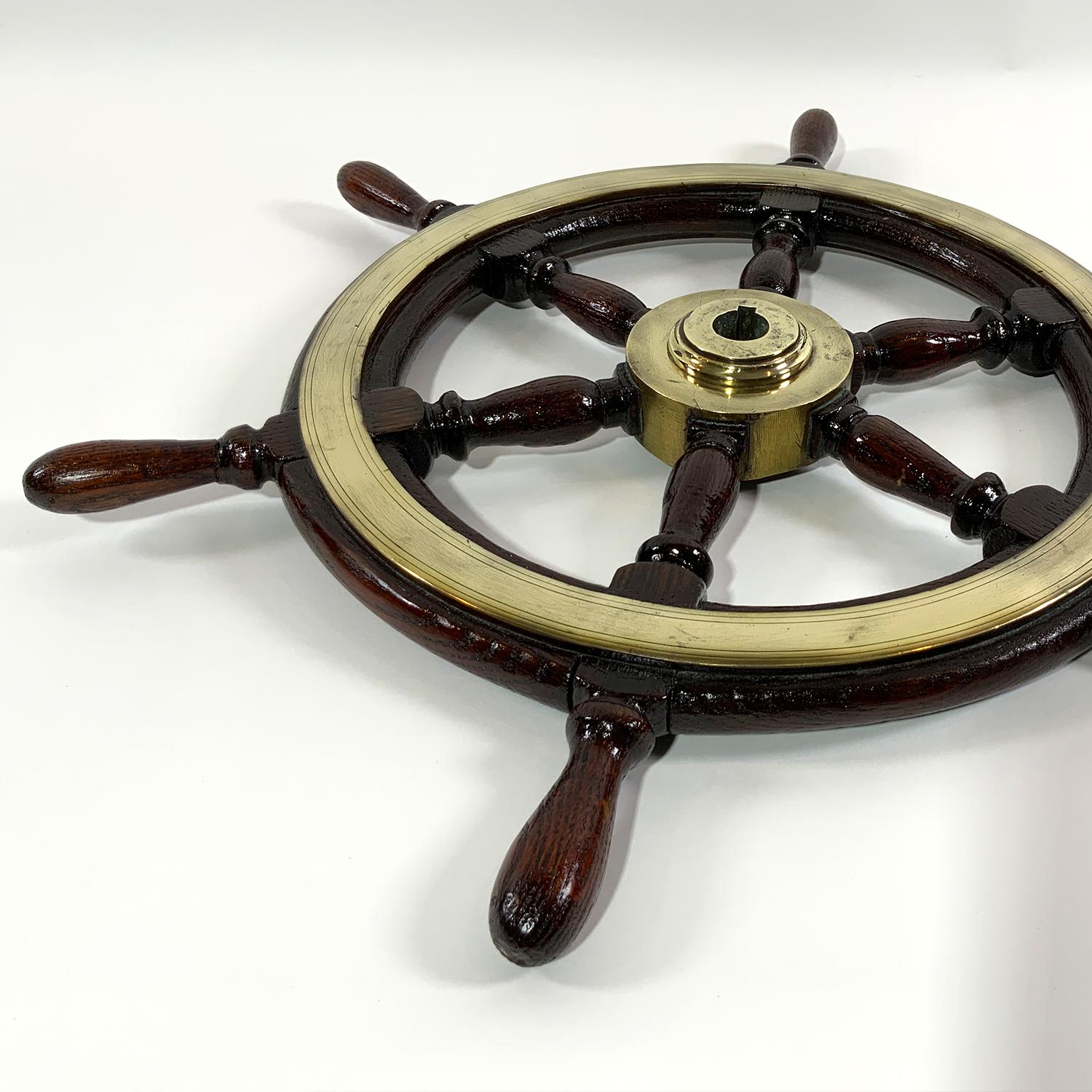 Antique Yacht Wheel With Brass 1