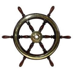 Antique Yacht Wheel With Brass