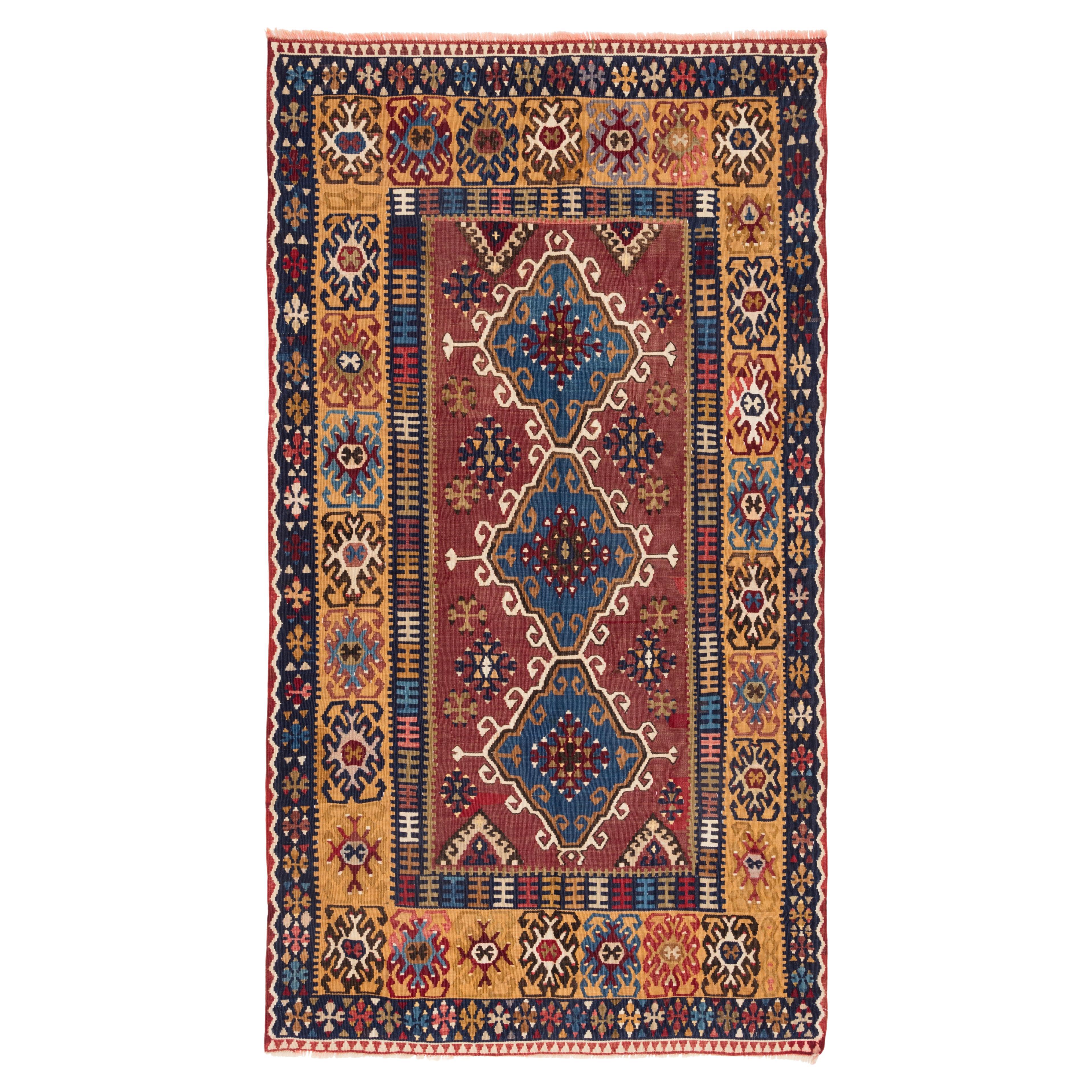 Antiker Yahyali Kayseri Kilim Zentralanatolien Alter Teppich Türkischer Wollteppich im Angebot