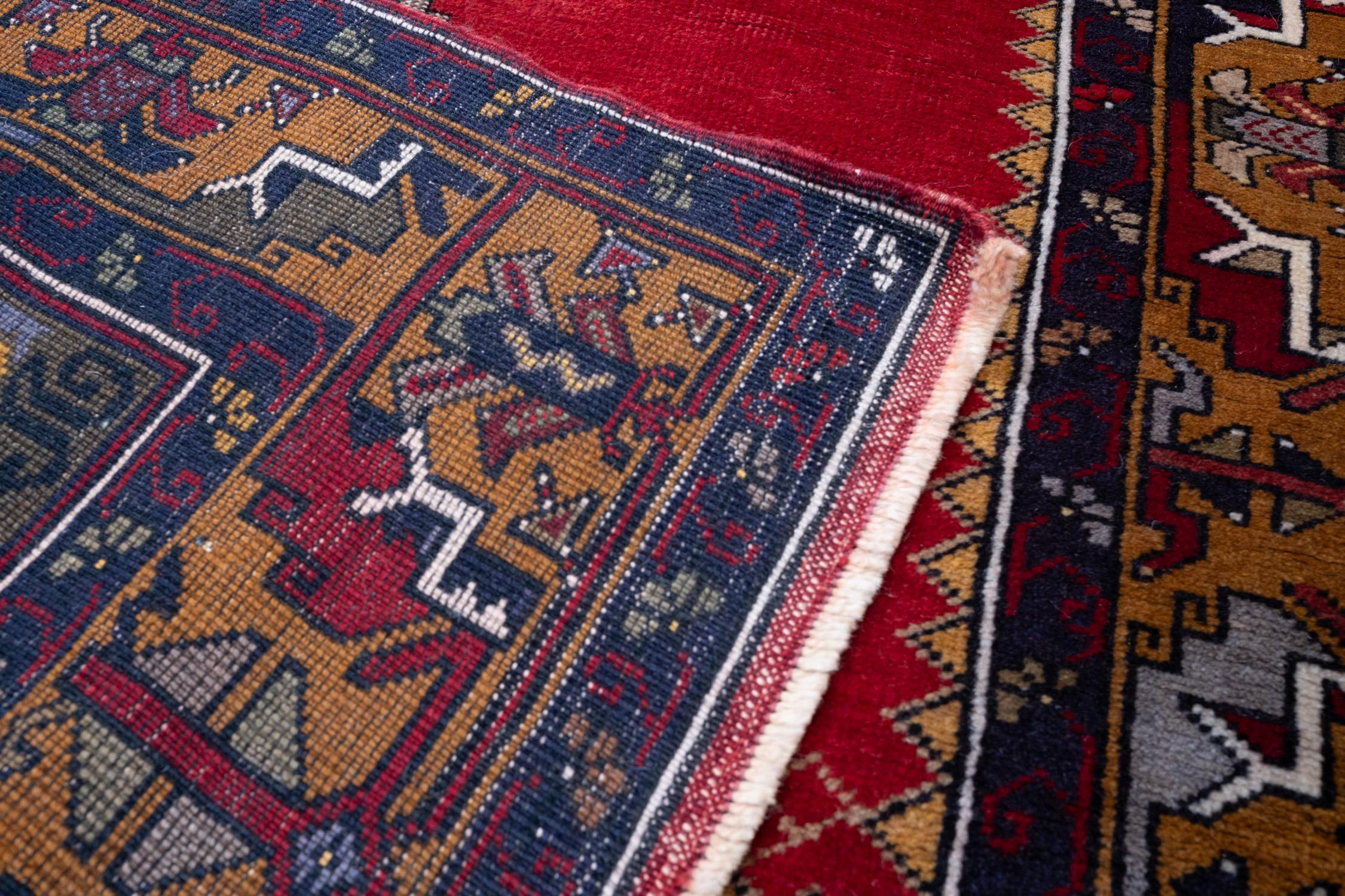 Hand-Woven Antique Yahyali Kayseri Rug Wool Migrab Old Central Anatolian Turkish Carpet