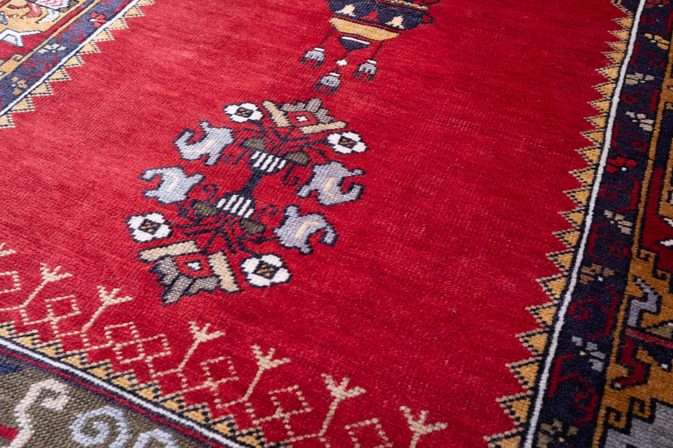 Antique Yahyali Kayseri Rug Wool Migrab Old Central Anatolian Turkish Carpet In Good Condition In Tokyo, JP