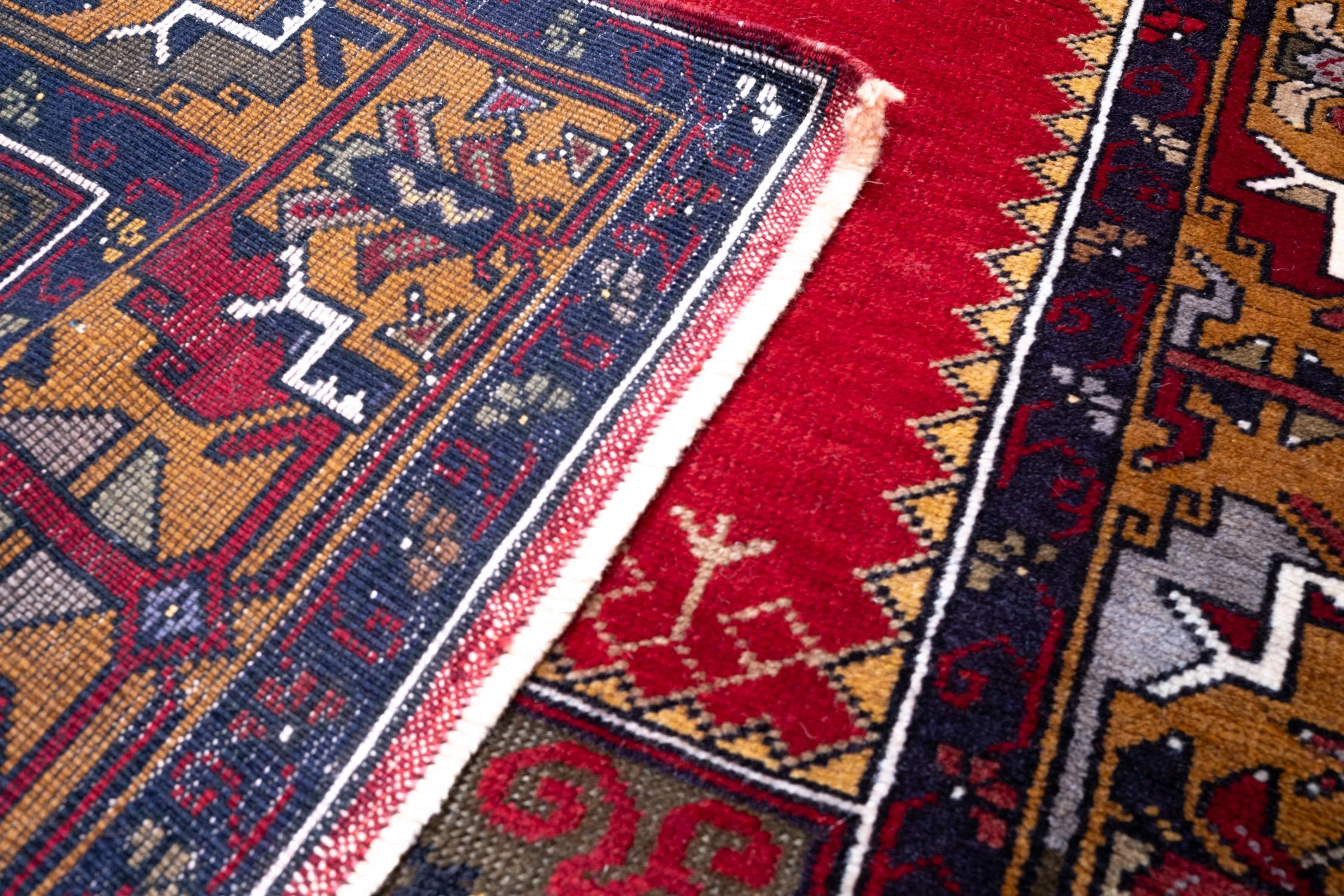 Antique Yahyali Kayseri Rug Wool Migrab Old Central Anatolian Turkish Carpet 1