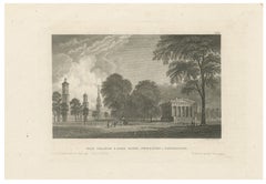 Antique Yale College & State House New Haven Connecticut, Meyer ca. 1850