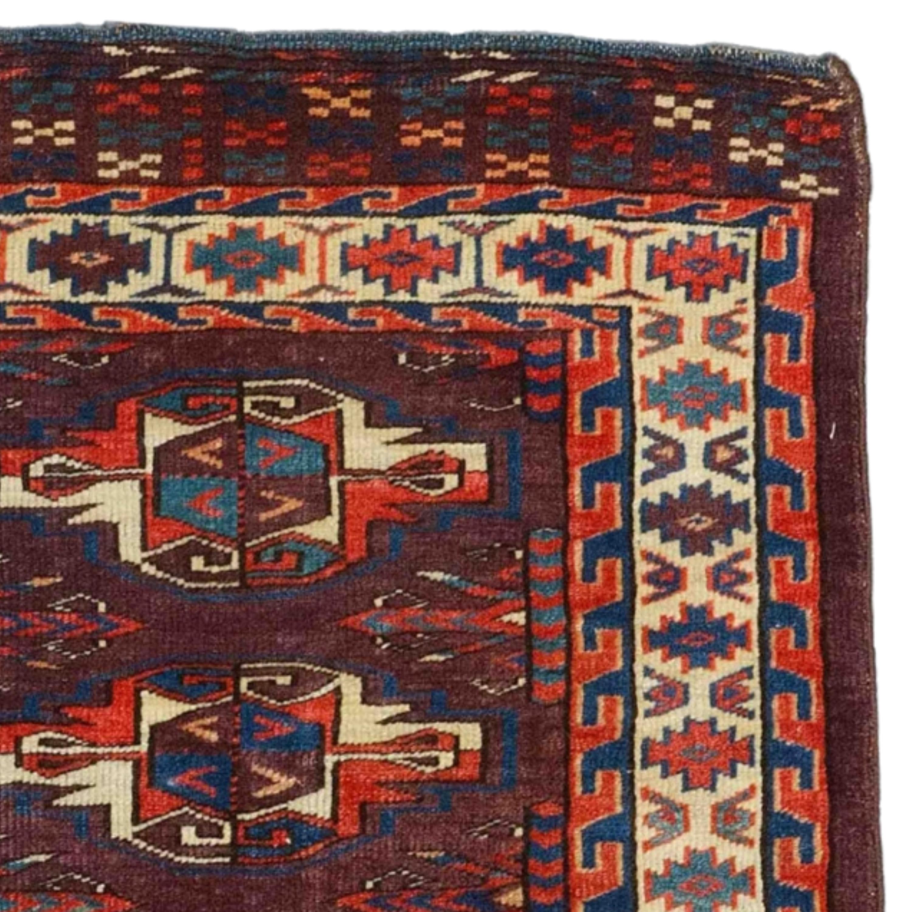 Antiker Yamud Chuval - Turkmen Yamud Chuval, antiker Teppich, 19. Jahrhundert im Zustand „Gut“ im Angebot in Sultanahmet, 34