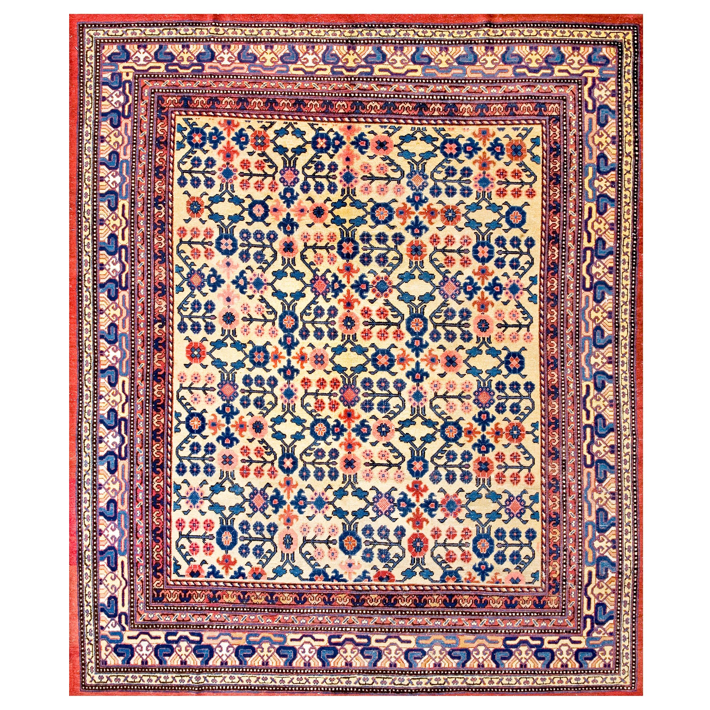 Zentralasiatischer Yarkand-Teppich aus der Mitte des 19. Jahrhunderts ( 8'3" x 9'8" - 252 x 295")