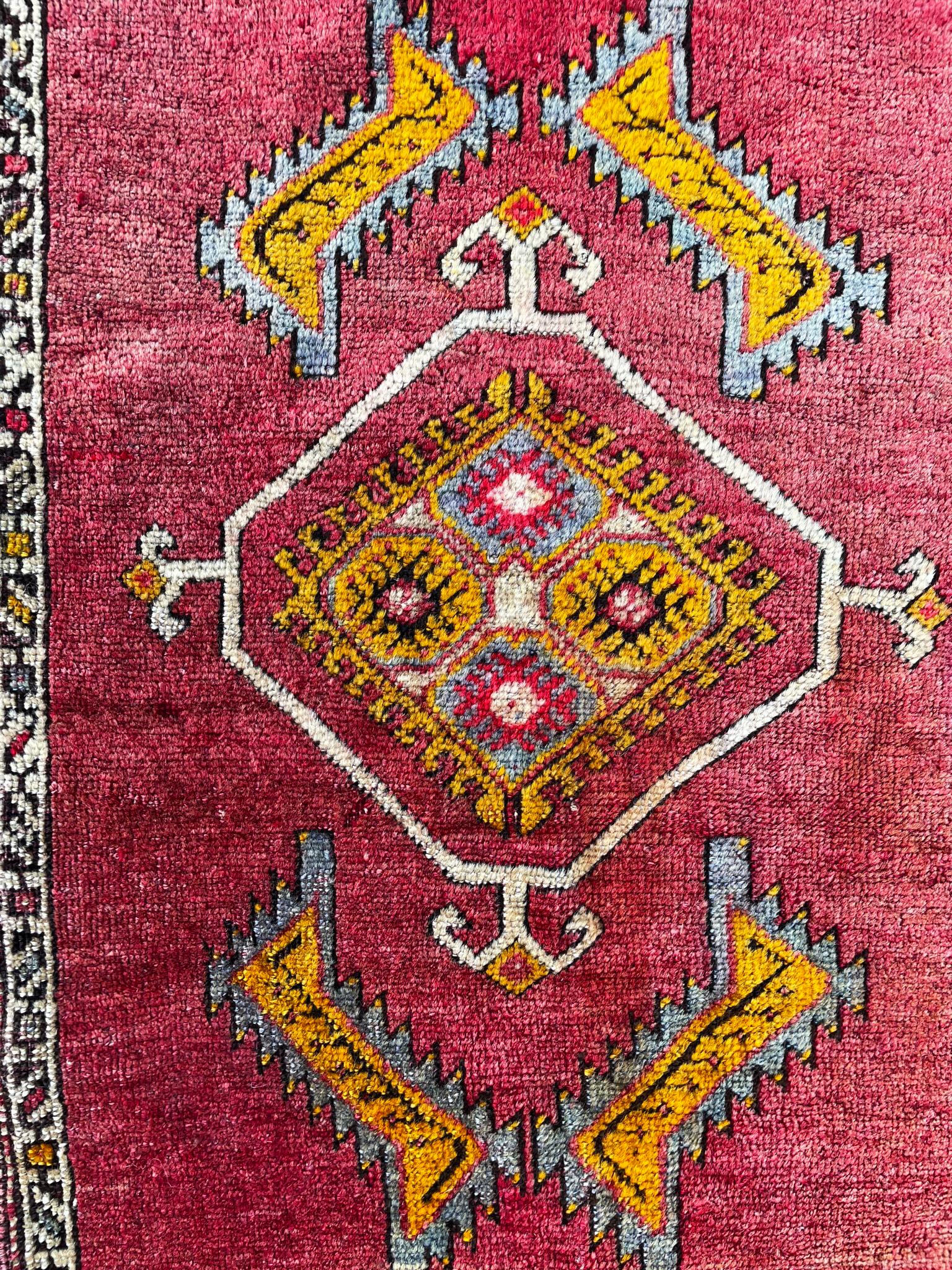 Oushak Tapis antique d'Anatolie Yastik, les étoiles en vente