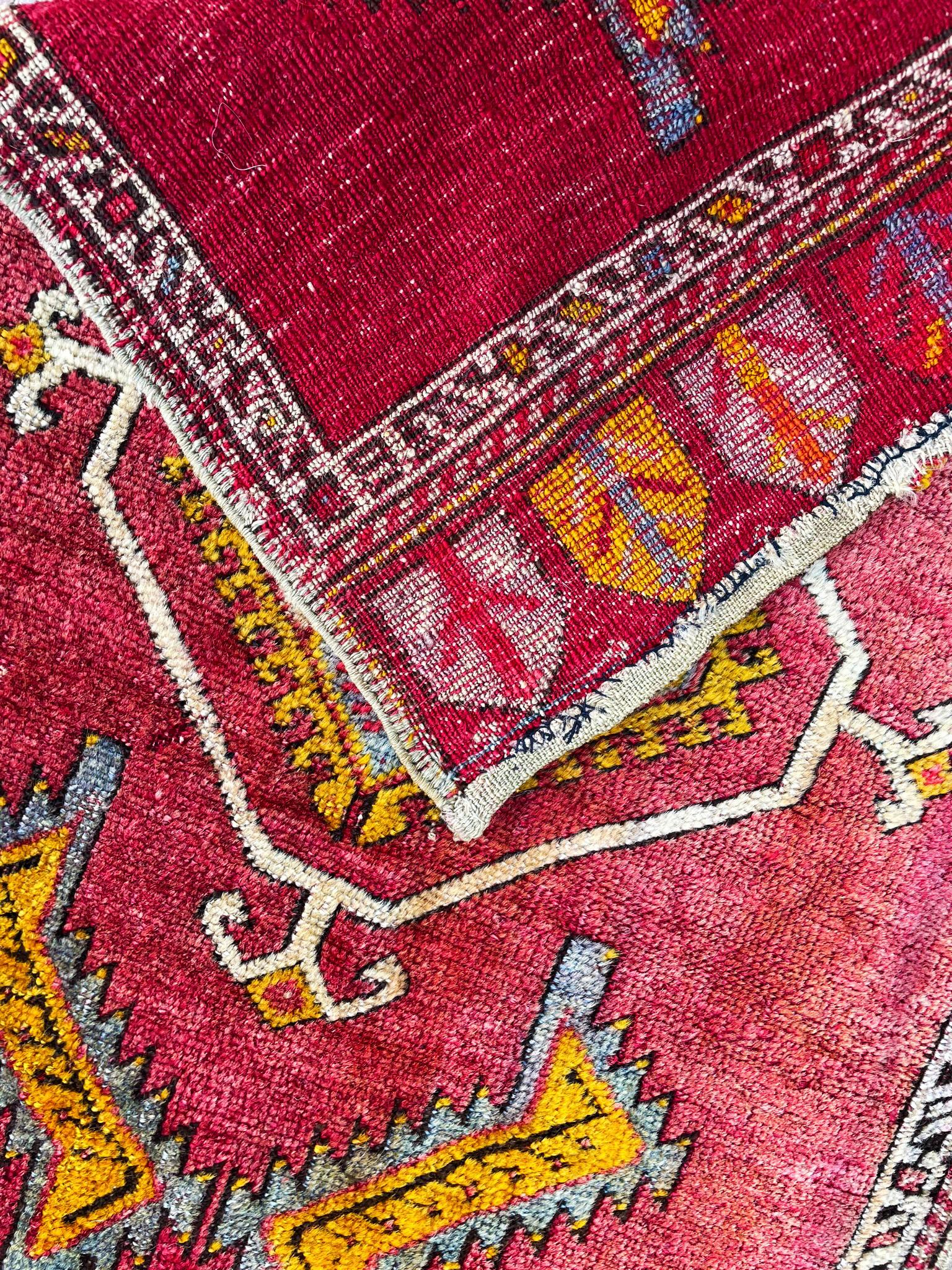 Hand-Knotted Antique Yastik Anatolian Rug, The Stars For Sale