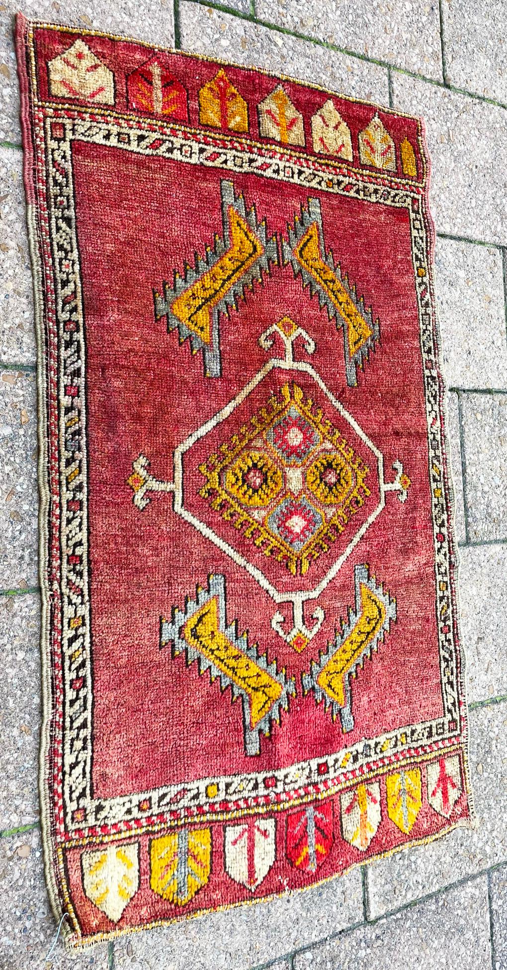 Wool Antique Yastik Anatolian Rug, The Stars For Sale