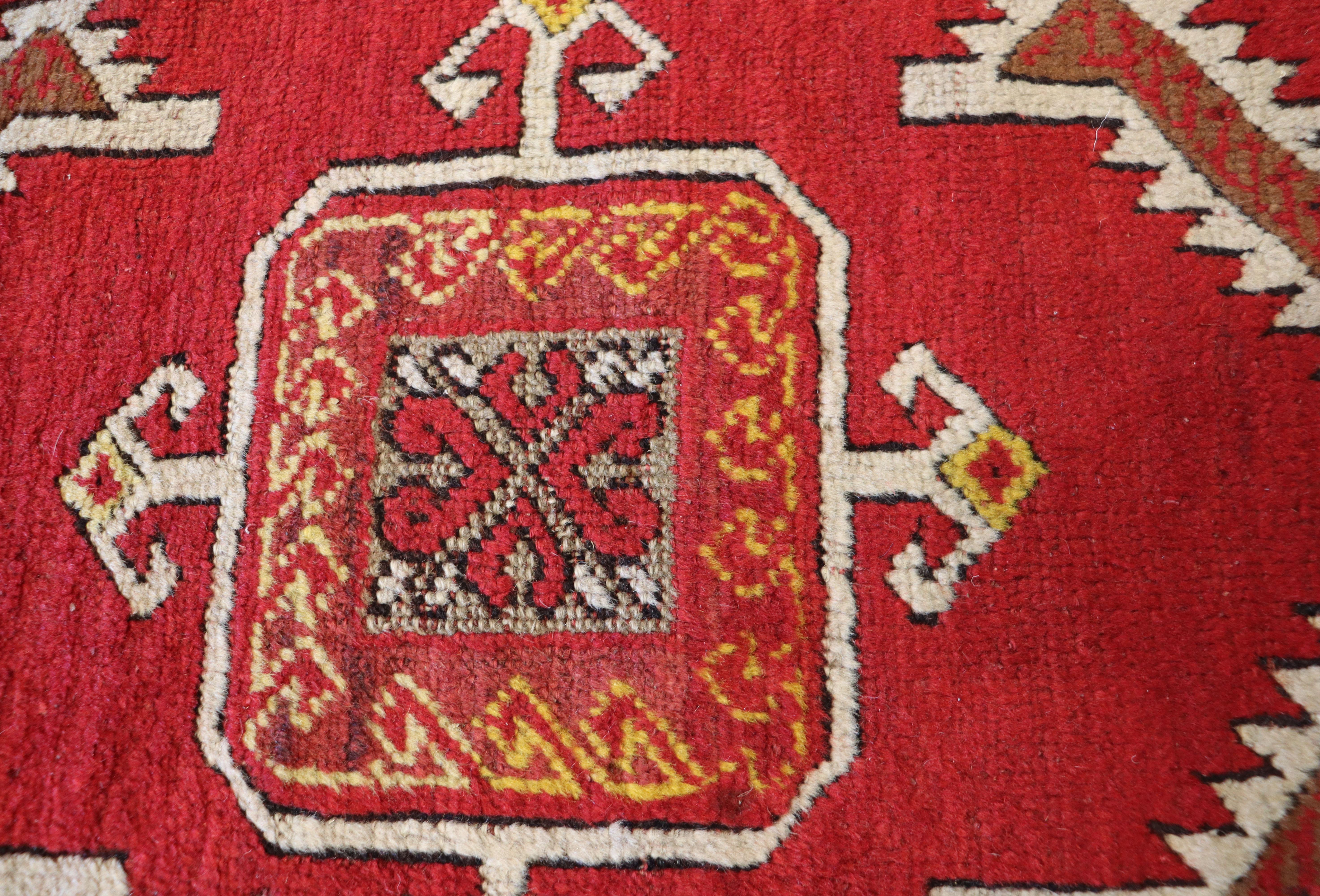 Hand-Knotted Antique Yastik Turkish Anatolian Rug, Oushak For Sale