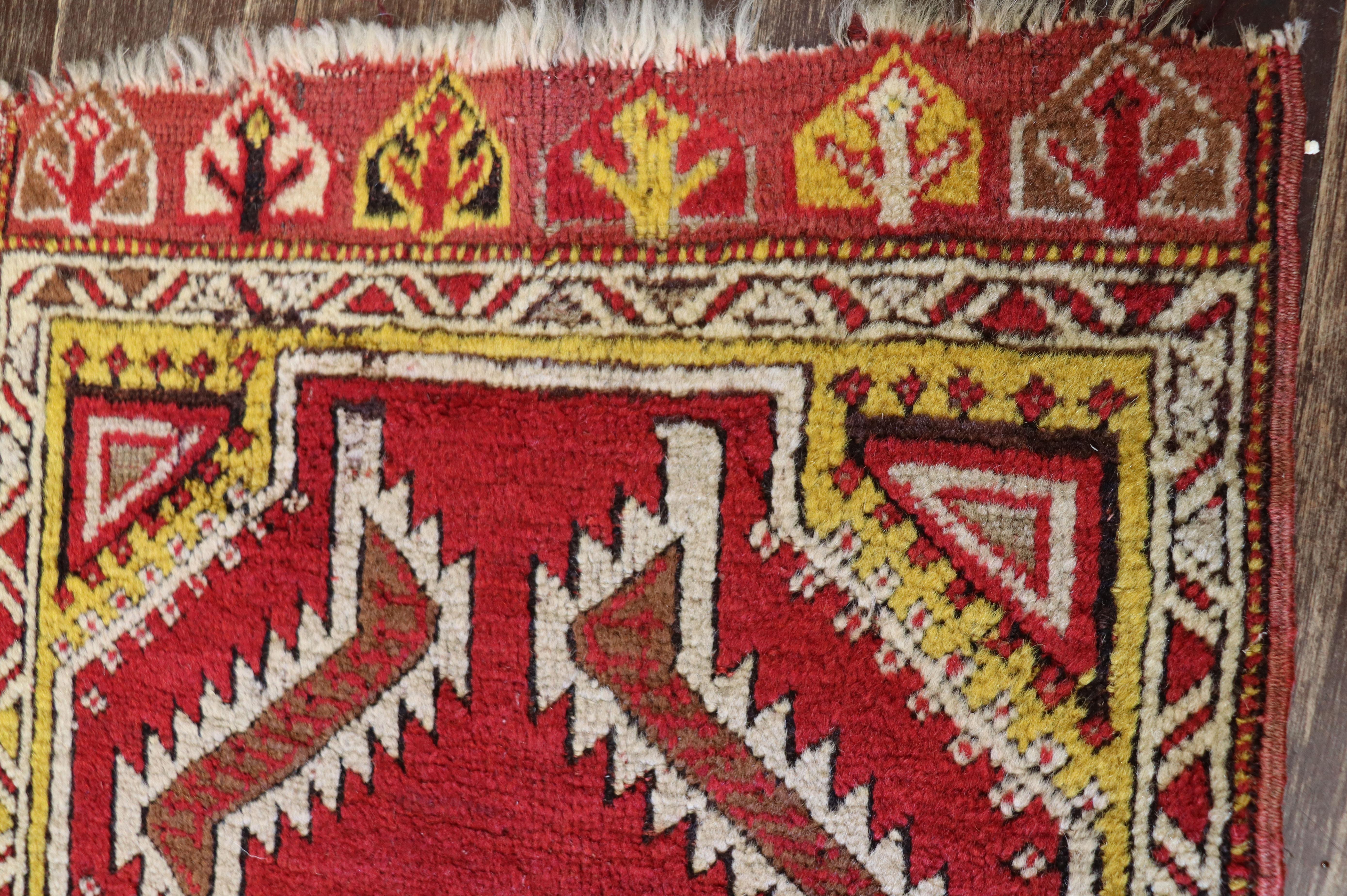 20th Century Antique Yastik Turkish Anatolian Rug, Oushak For Sale
