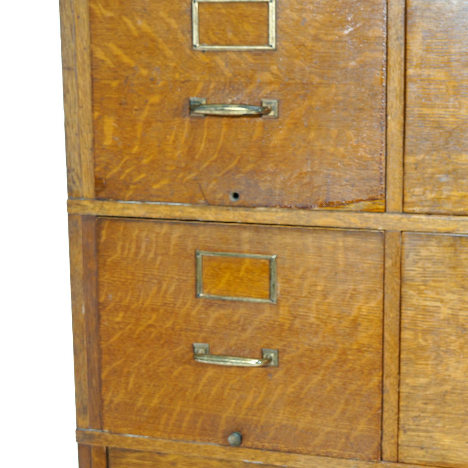 Antique Yawman Paneled Oak Ten-Drawer Filing Cabinet, circa 1900 5