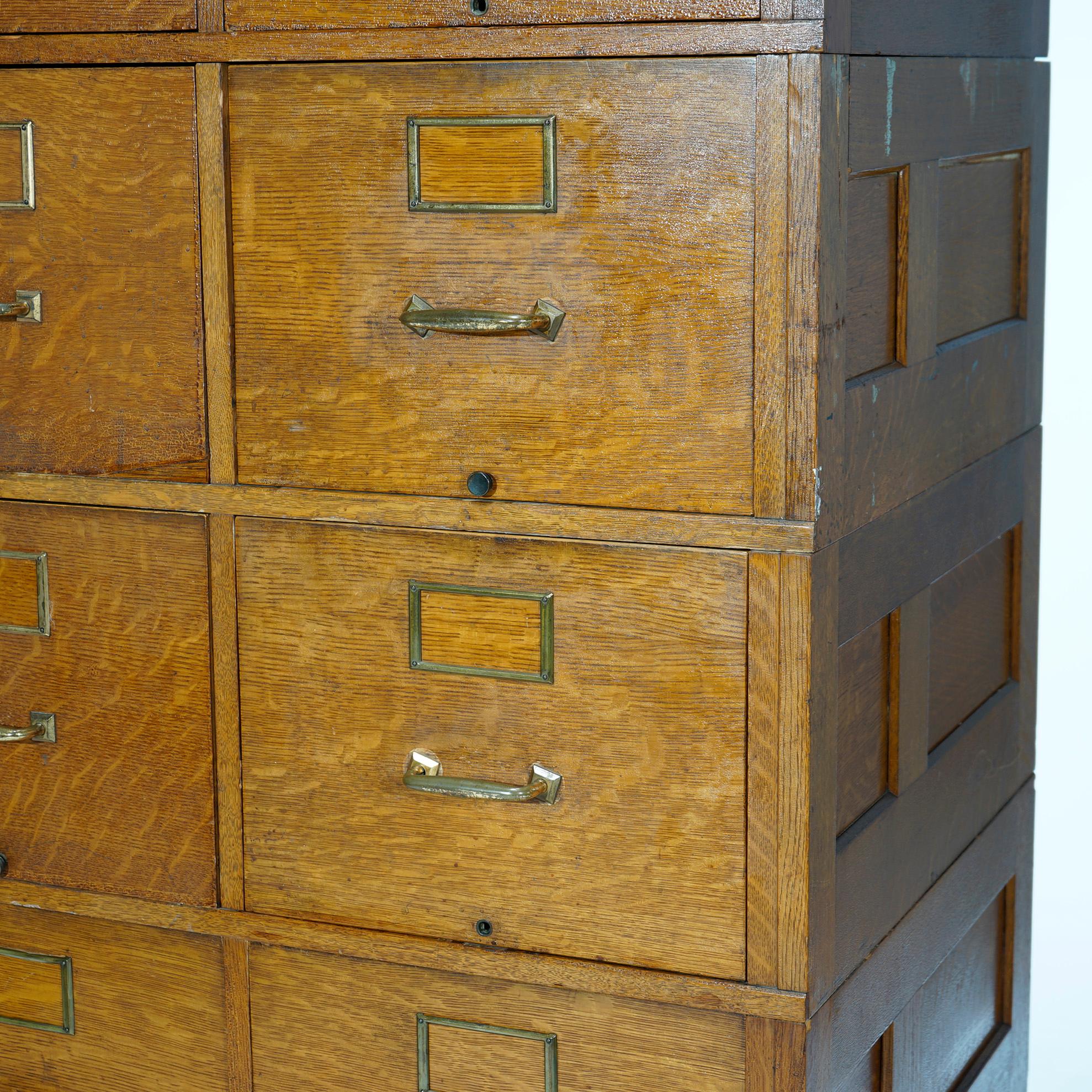 Antique Yawman Paneled Oak Ten-Drawer Filing Cabinet, circa 1900 6
