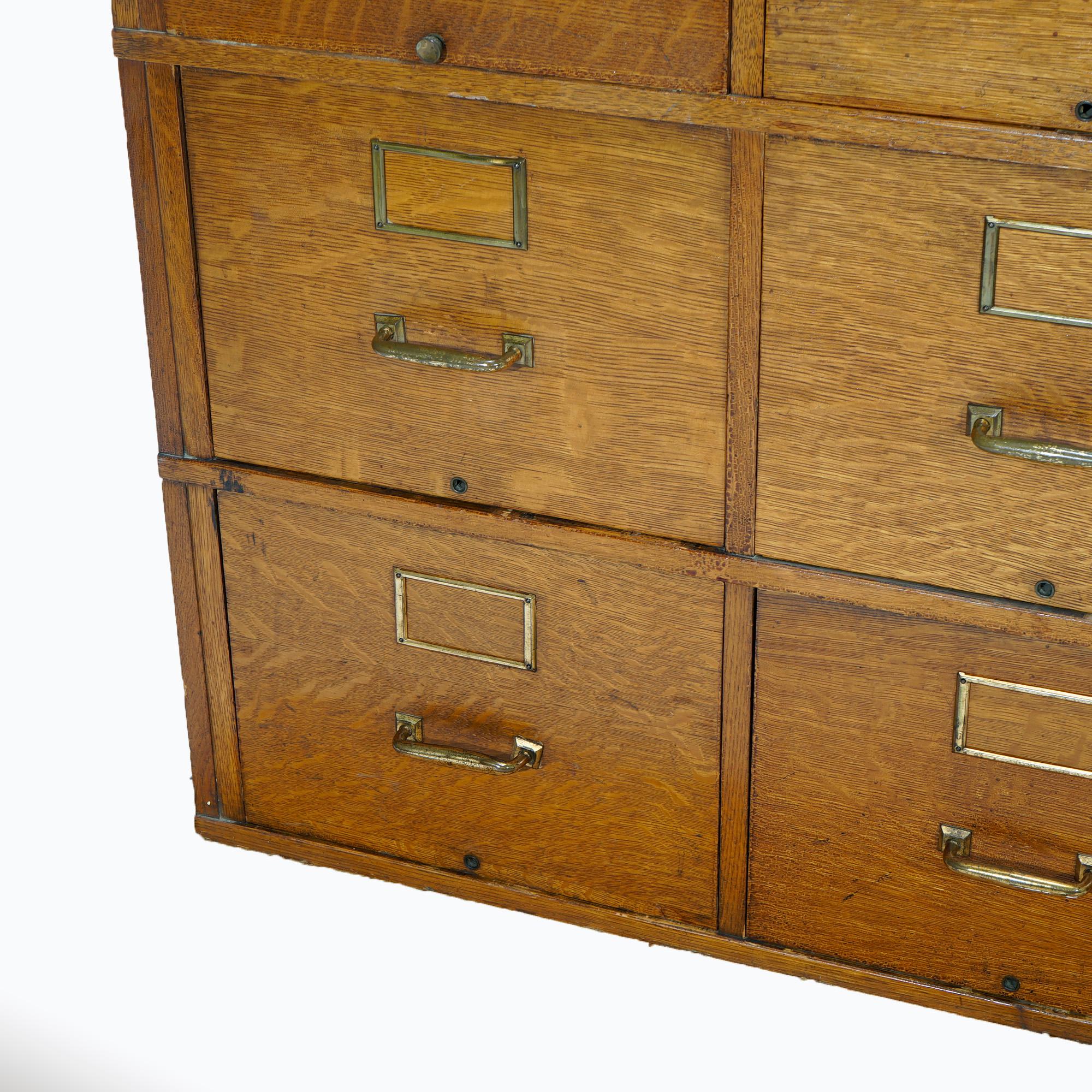 Antique Yawman Paneled Oak Ten-Drawer Filing Cabinet, circa 1900 7