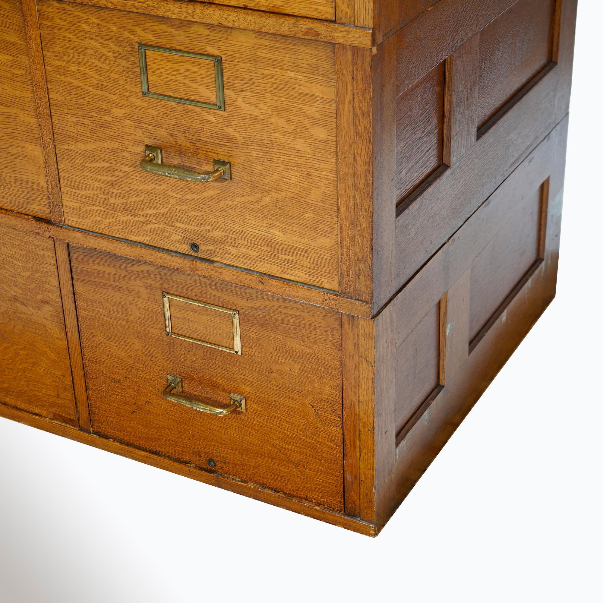 Antique Yawman Paneled Oak Ten-Drawer Filing Cabinet, circa 1900 8