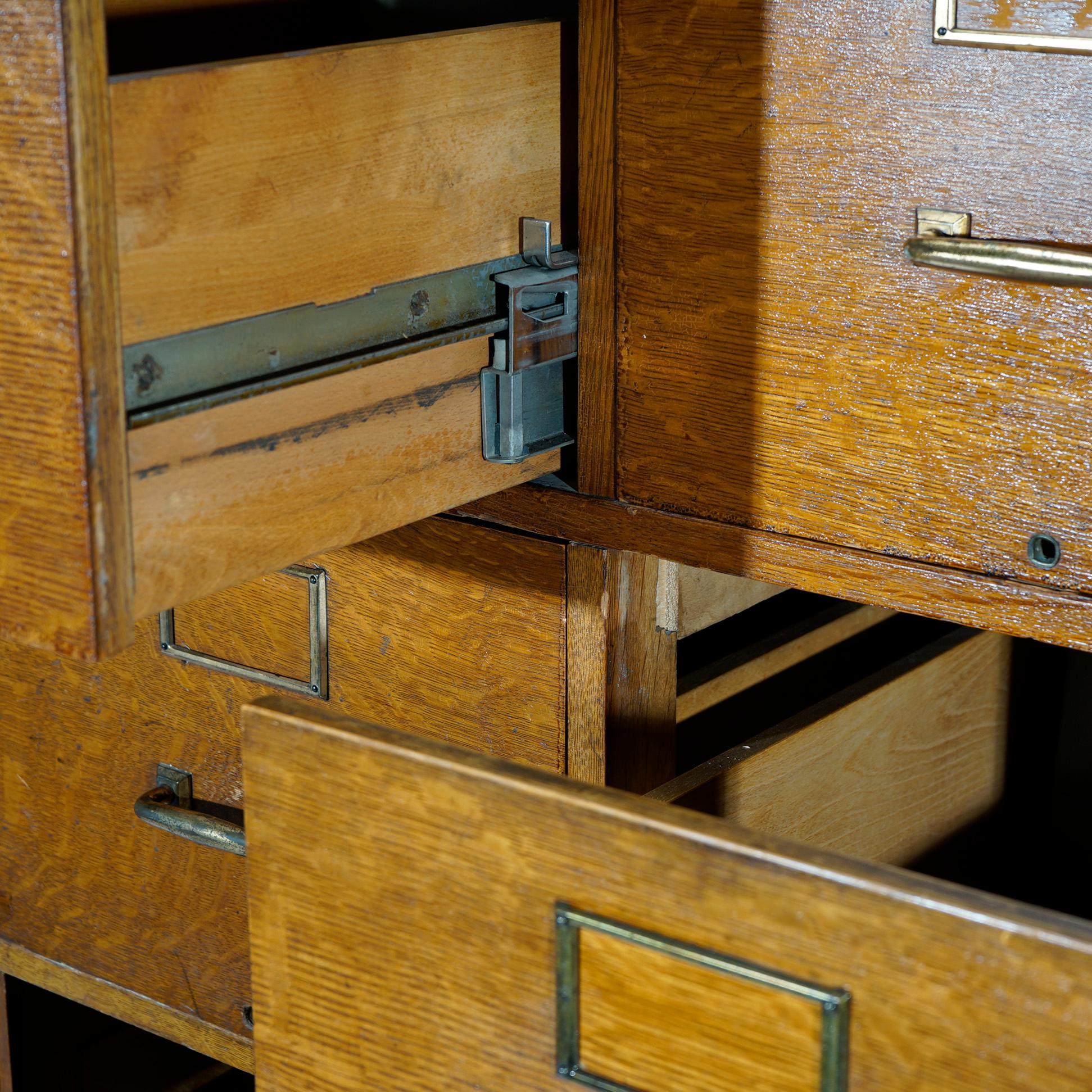 Antique Yawman Paneled Oak Ten-Drawer Filing Cabinet, circa 1900 10