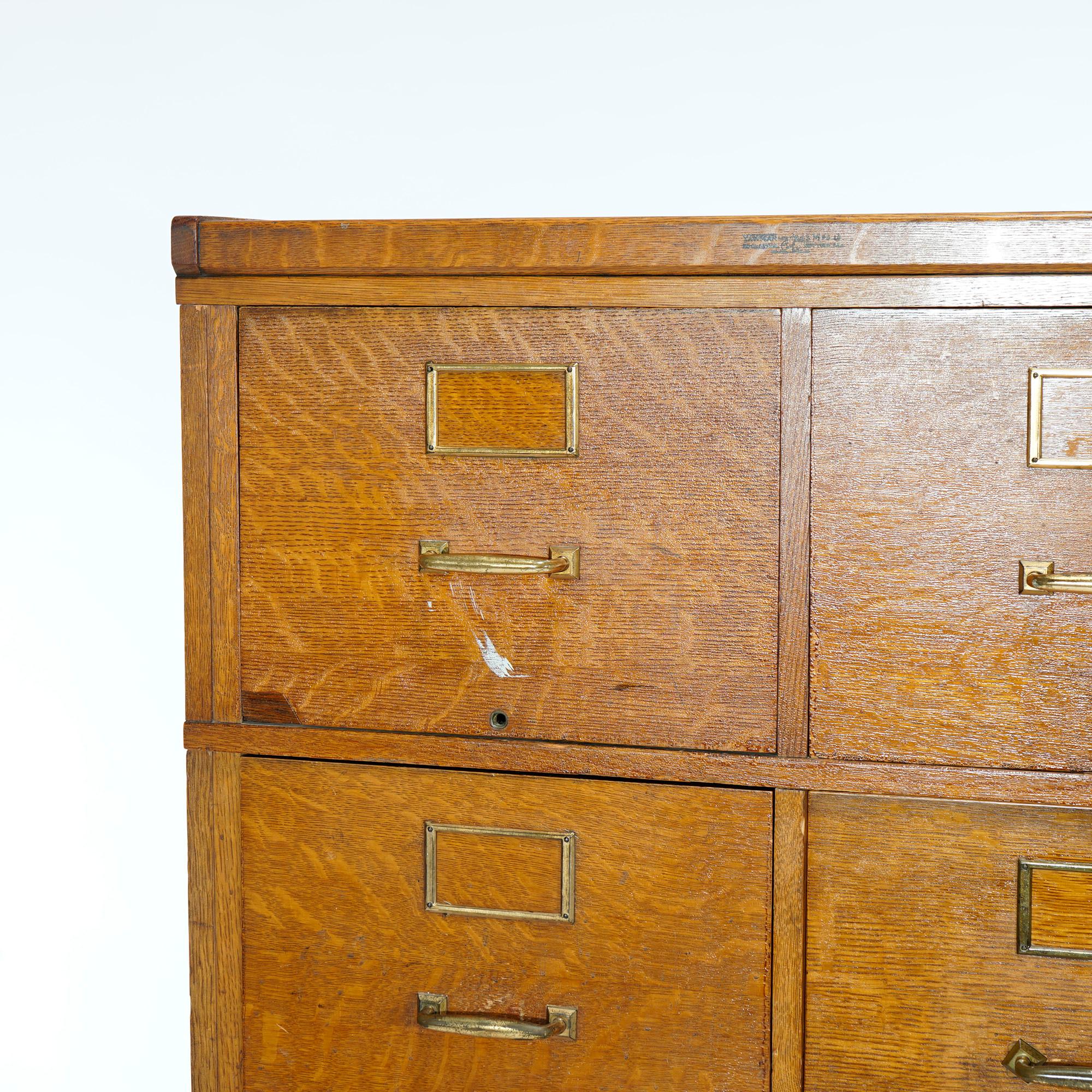 Antique Yawman Paneled Oak Ten-Drawer Filing Cabinet, circa 1900 2