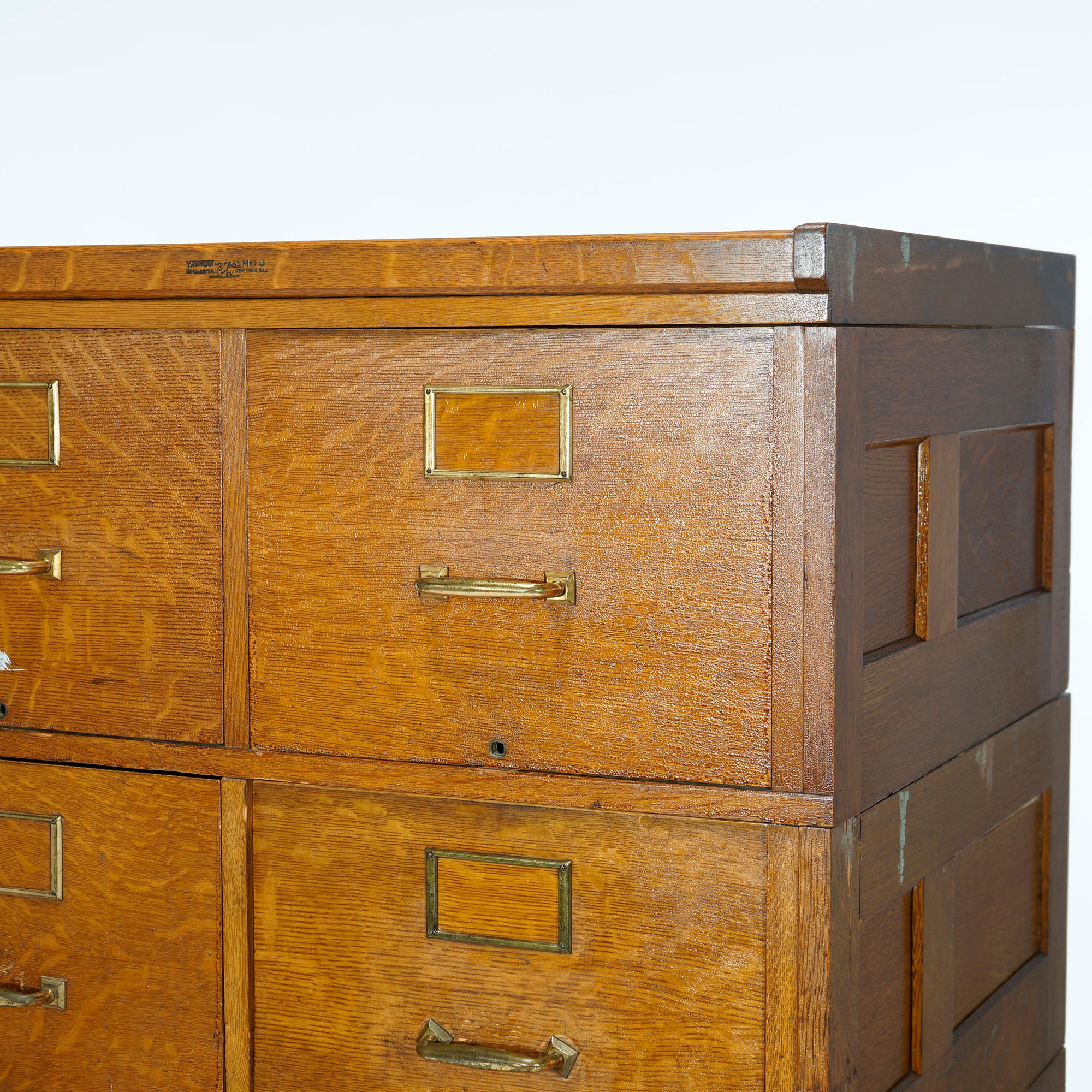 Antique Yawman Paneled Oak Ten-Drawer Filing Cabinet, circa 1900 3