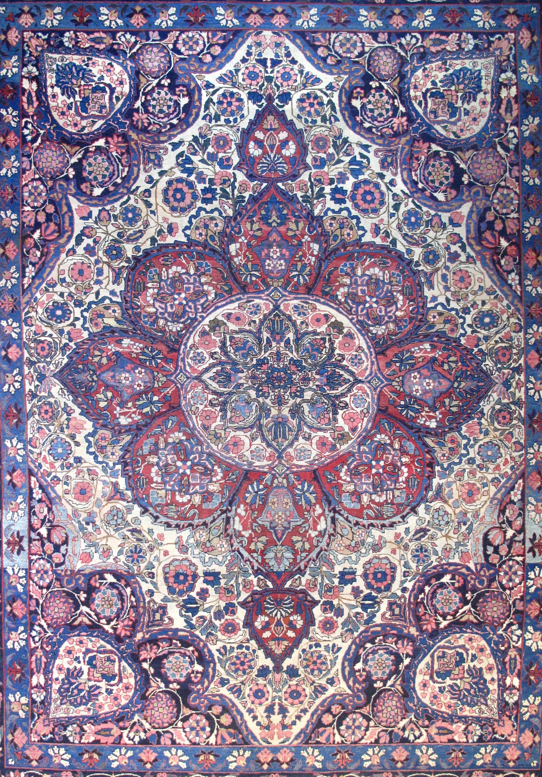 Noué à la main Tapis Yazd ancien 9'6'' x 12'10'' en vente