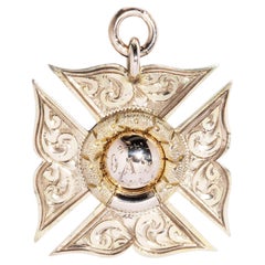 Antique Year 1920 Textured Cross Award Pendant 9 Carat Rose Gold
