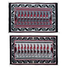 Antique Yei Navajo Pair Rug Human Handmade Wool Tapestry