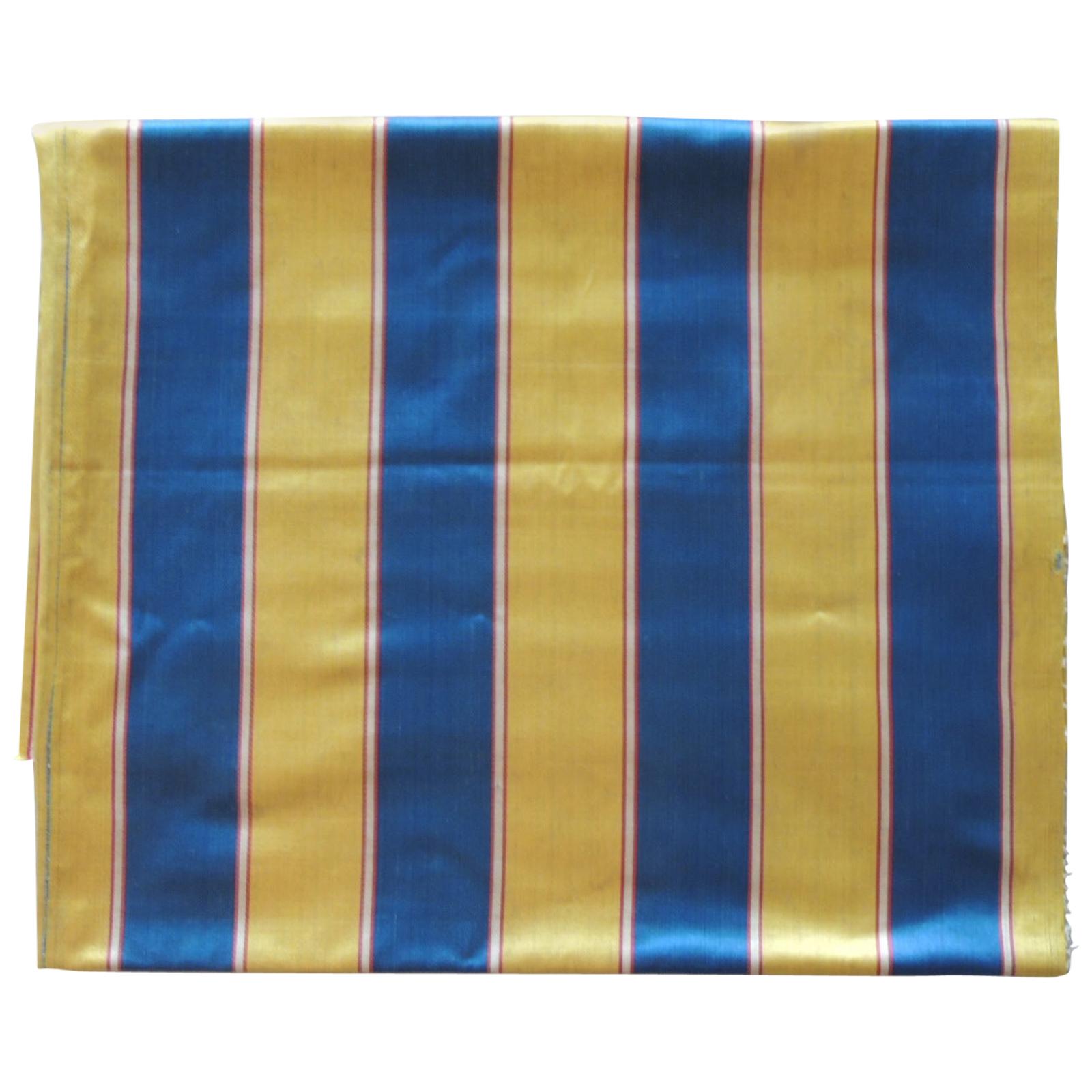Antique Yellow and Blue Empire Stripes Textile Panel