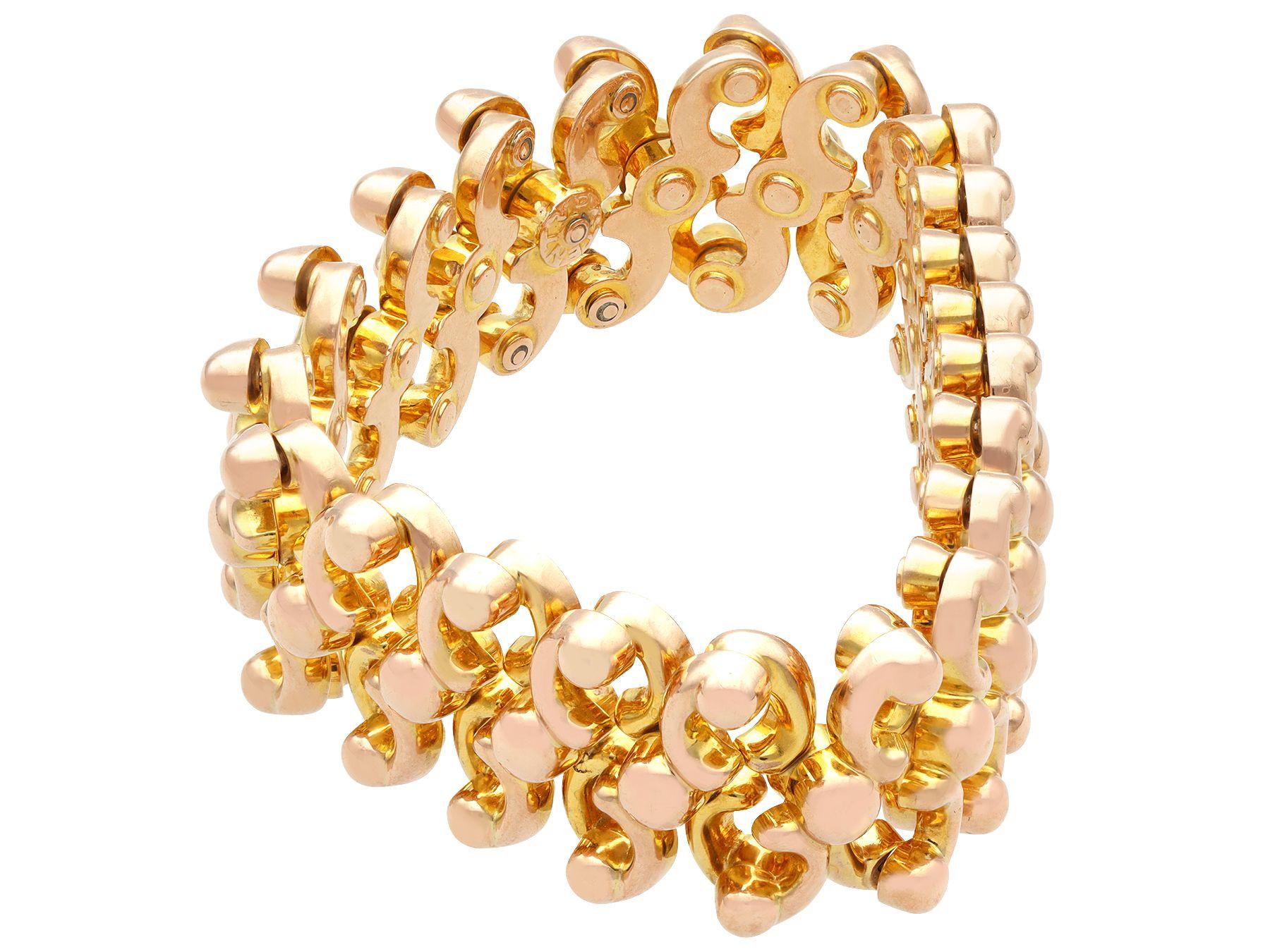 Antique Yellow and Rose Gold Expandable Bracelet In Excellent Condition For Sale In Jesmond, Newcastle Upon Tyne