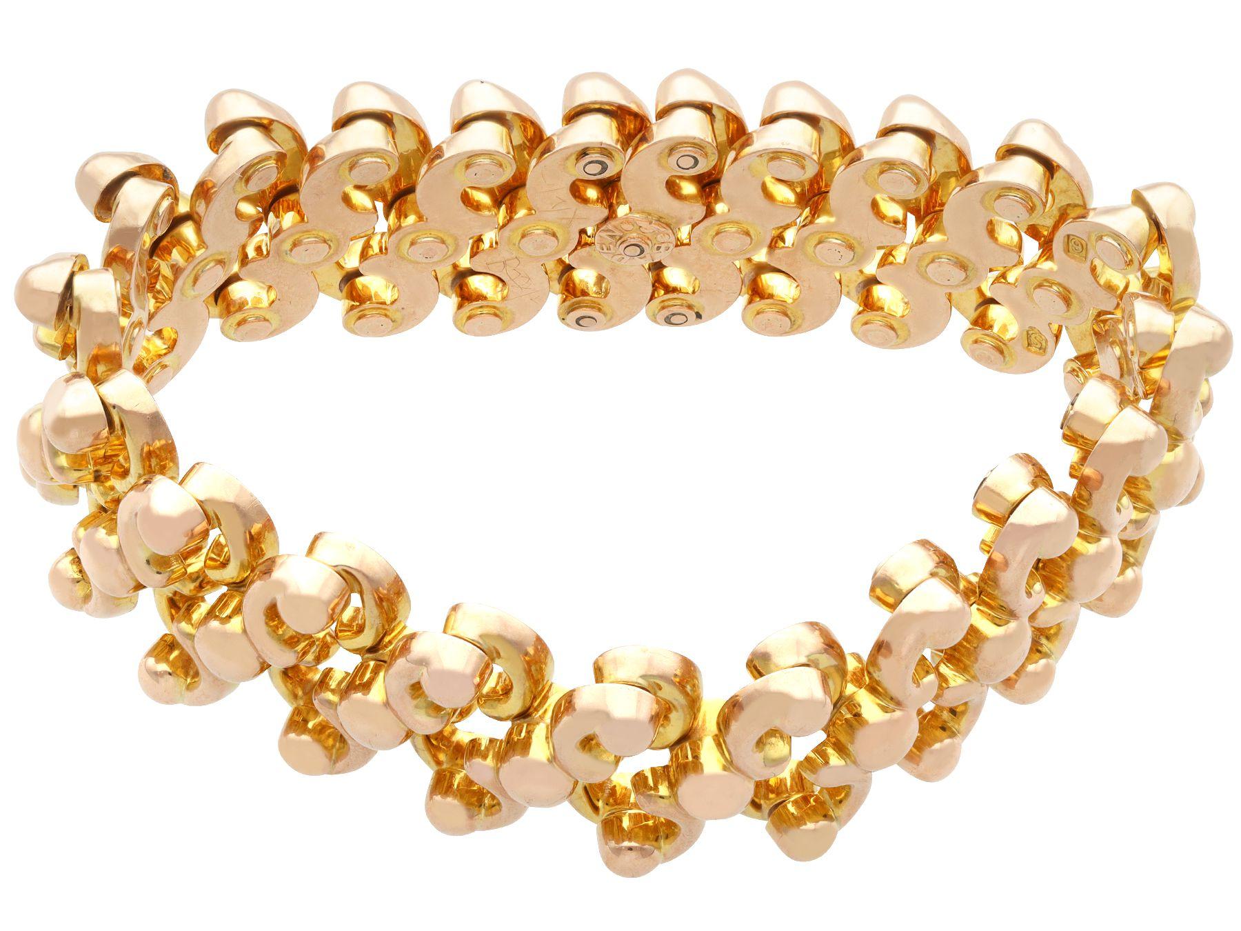 Women's or Men's Antique Yellow and Rose Gold Expandable Bracelet For Sale