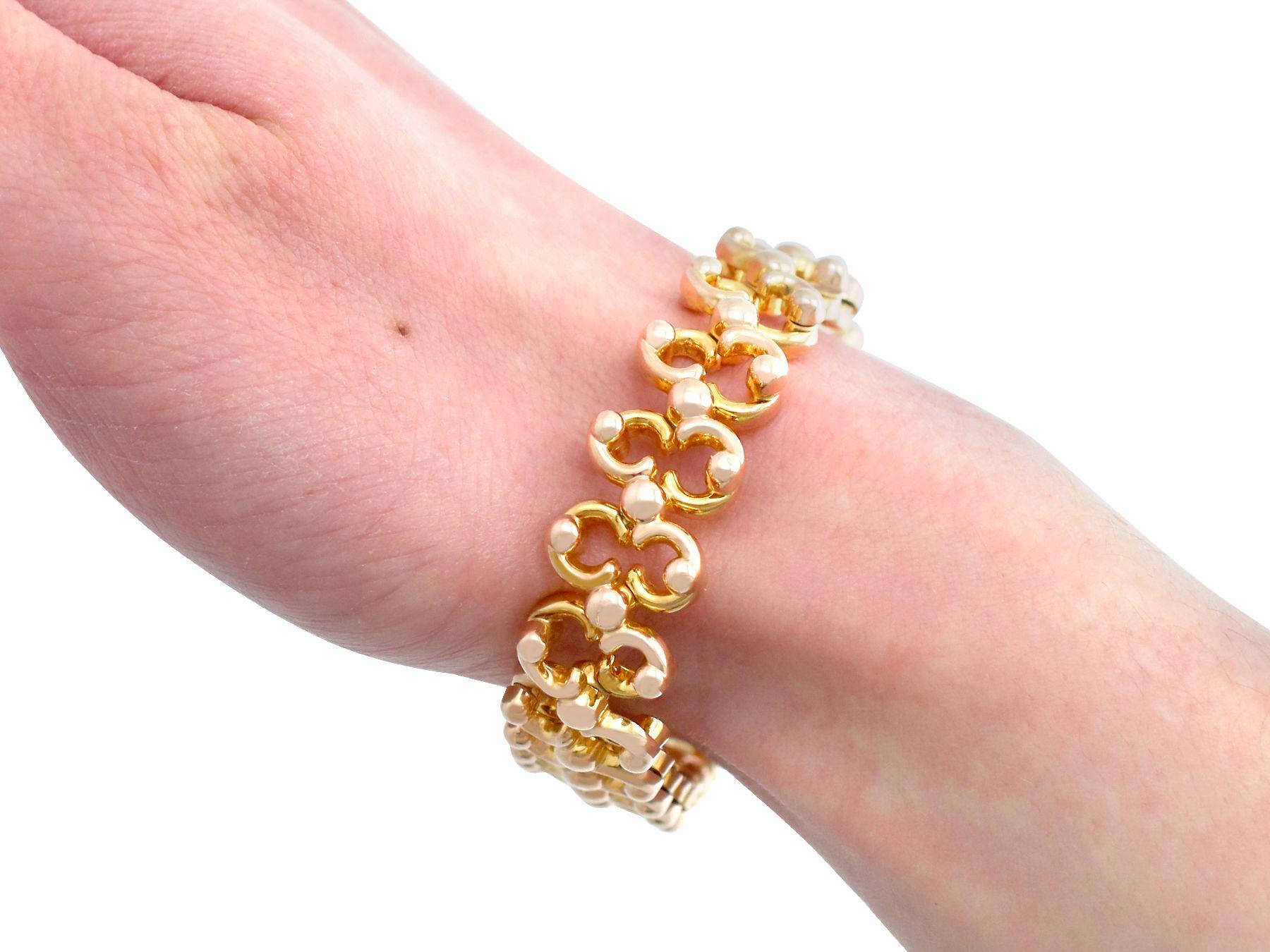 Antique Yellow and Rose Gold Expandable Bracelet For Sale 3