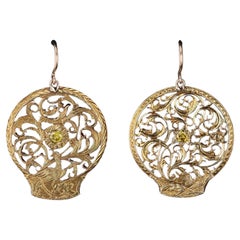 Boucles d'oreilles anciennes Conversion Watchcock en diamant jaune