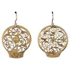 Boucles d'oreilles anciennes Conversion Watchcock en diamant jaune