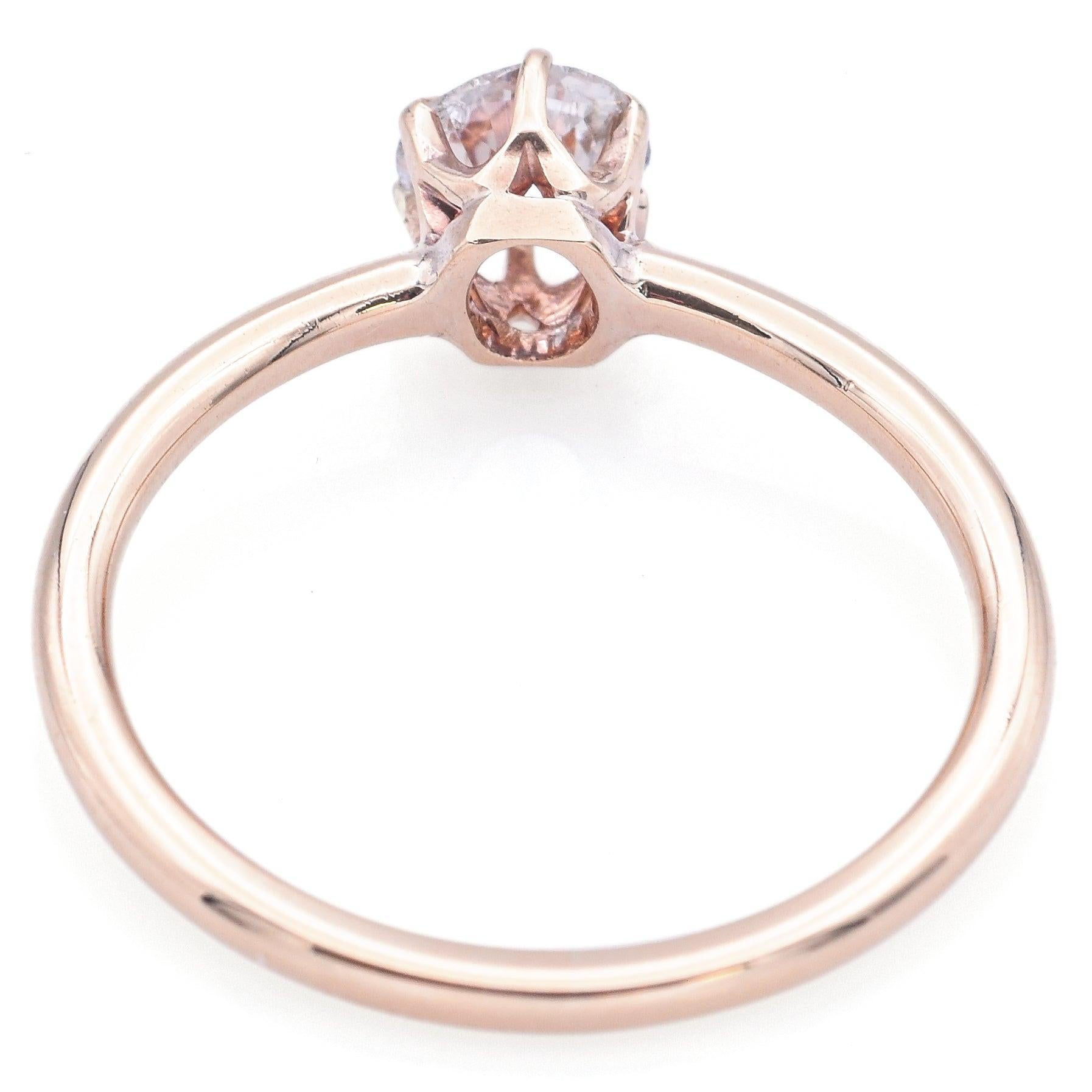 Bague de fiançailles solitaire en or jaune ancien 0,40 ct de diamant taillé à l'ancienne en Europe Pour femmes en vente