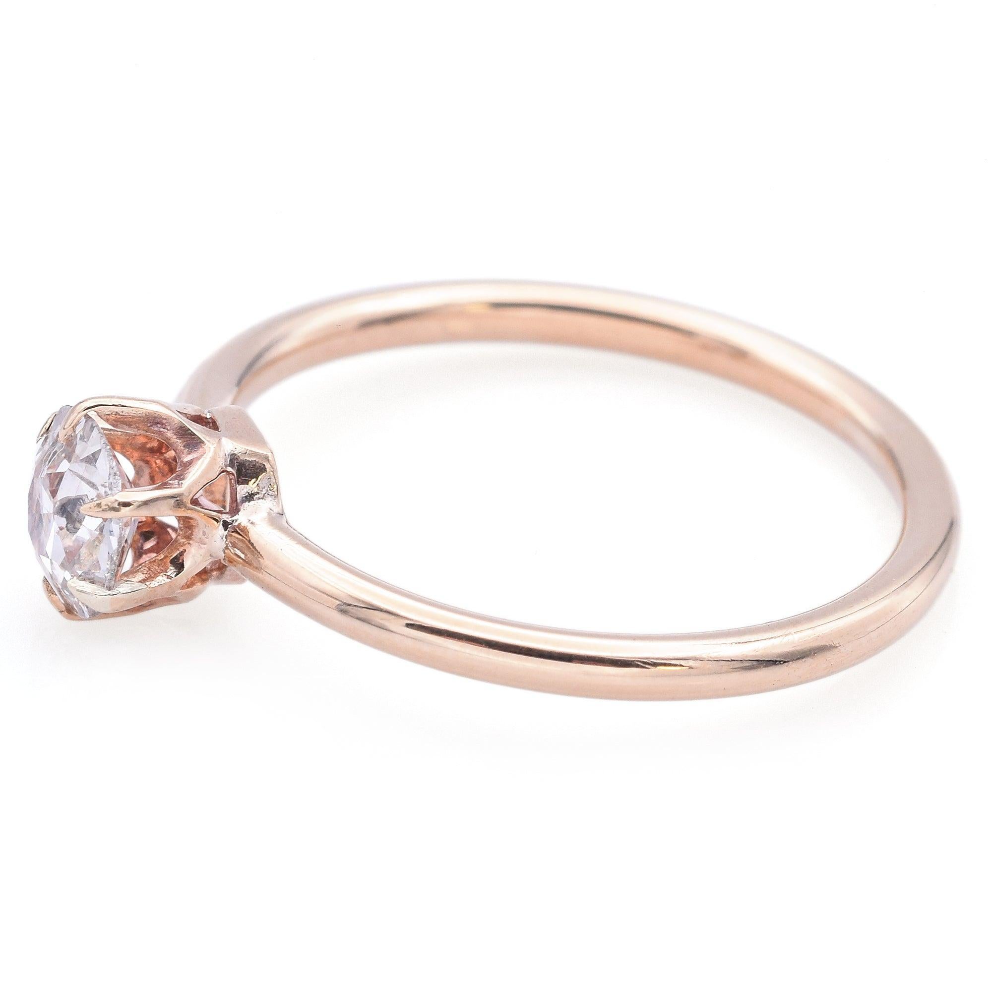 Bague de fiançailles solitaire en or jaune ancien 0,40 ct de diamant taillé à l'ancienne en Europe en vente 1