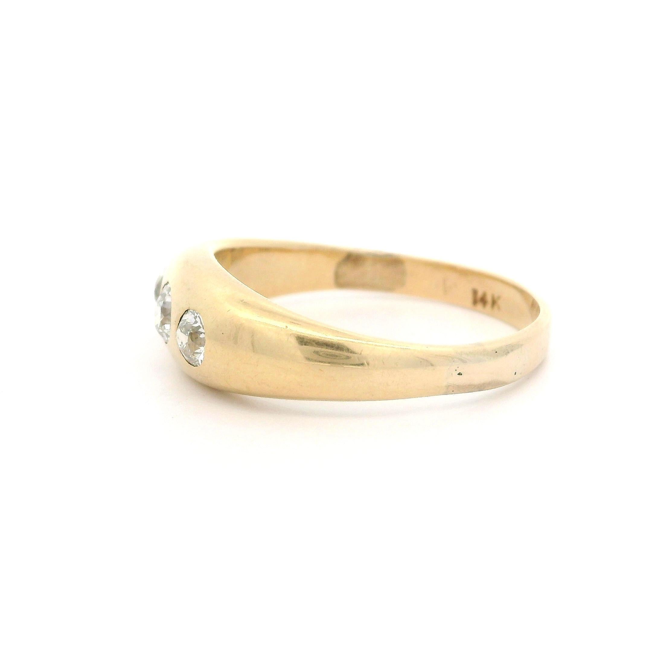 Women's Antique Yellow Gold 0.40ctw Old Cut Diamond Polished Domed Gypsy Band Ring