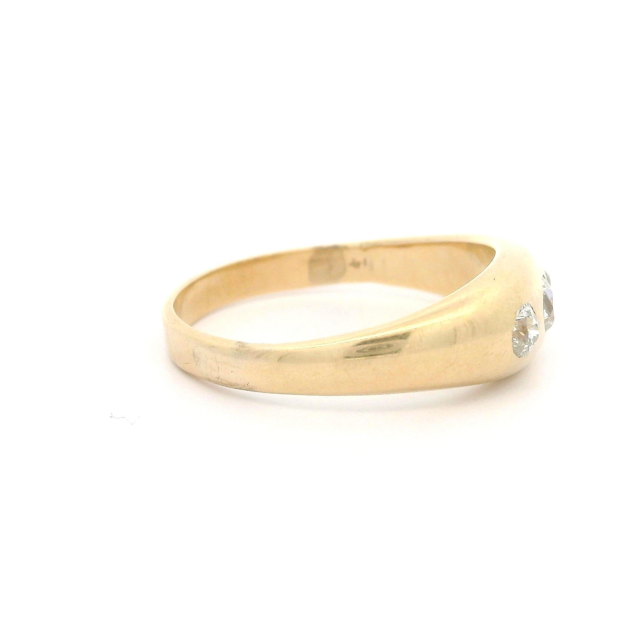 Antique Yellow Gold 0.40ctw Old Cut Diamond Polished Domed Gypsy Band Ring 1