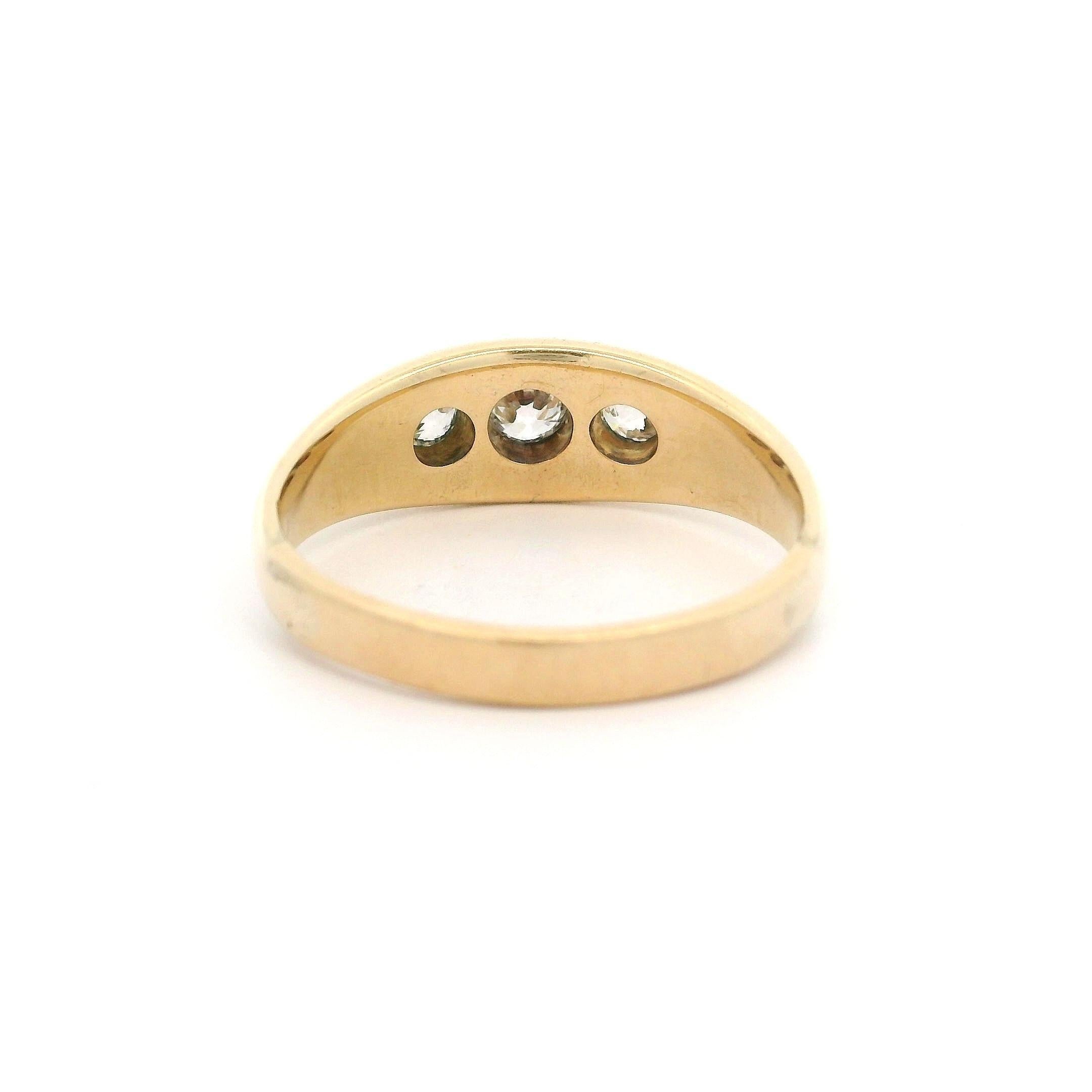 Antique Yellow Gold 0.40ctw Old Cut Diamond Polished Domed Gypsy Band Ring 2