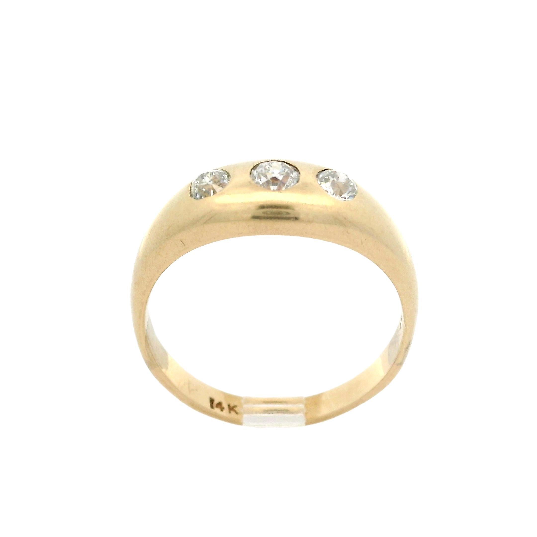 Antique Yellow Gold 0.40ctw Old Cut Diamond Polished Domed Gypsy Band Ring 3