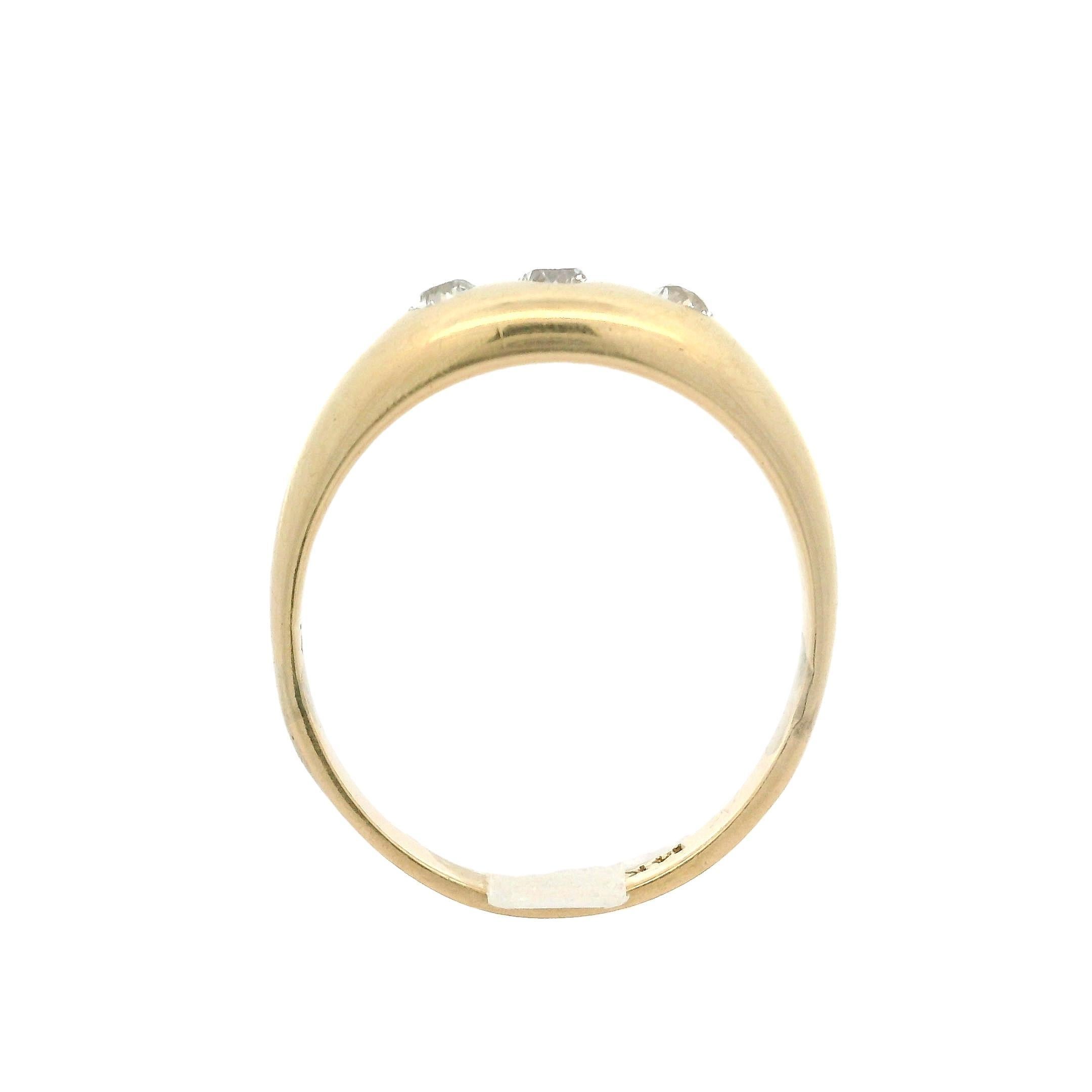 Antique Yellow Gold 0.40ctw Old Cut Diamond Polished Domed Gypsy Band Ring 4