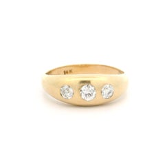 Antique Yellow Gold 0.40ctw Old Cut Diamond Polished Domed Gypsy Band Ring