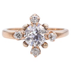 Antiker Gelbgold 0,88tcw Old Mine Cut Diamantring