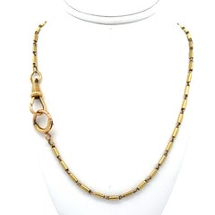 Antique Yellow Gold 15" Cylinder Tube Link Pocket Watch Chain Necklace