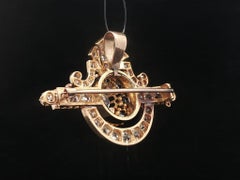 Antique Yellow Gold 5.60ctw Chunky Old Mine Cut Diamonds Pin Brooch Pendant