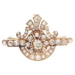 Pendentif broche en or jaune ancien 5.60ctw Chunky Old Mine Cut Diamonds