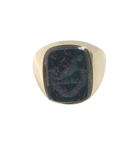 Antique Yellow Gold and Bloodstone Intaglio Signet Ring