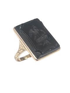 Antique Yellow Gold and Onyx Signet Intaglio Ring