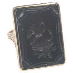 Antique Yellow Gold and Onyx Signet Intaglio Ring