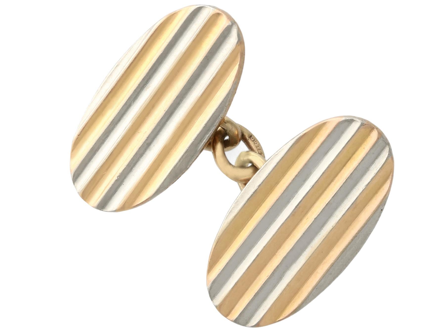 Antique Yellow Gold and Platinum Cufflinks, circa 1910 In Excellent Condition For Sale In Jesmond, Newcastle Upon Tyne